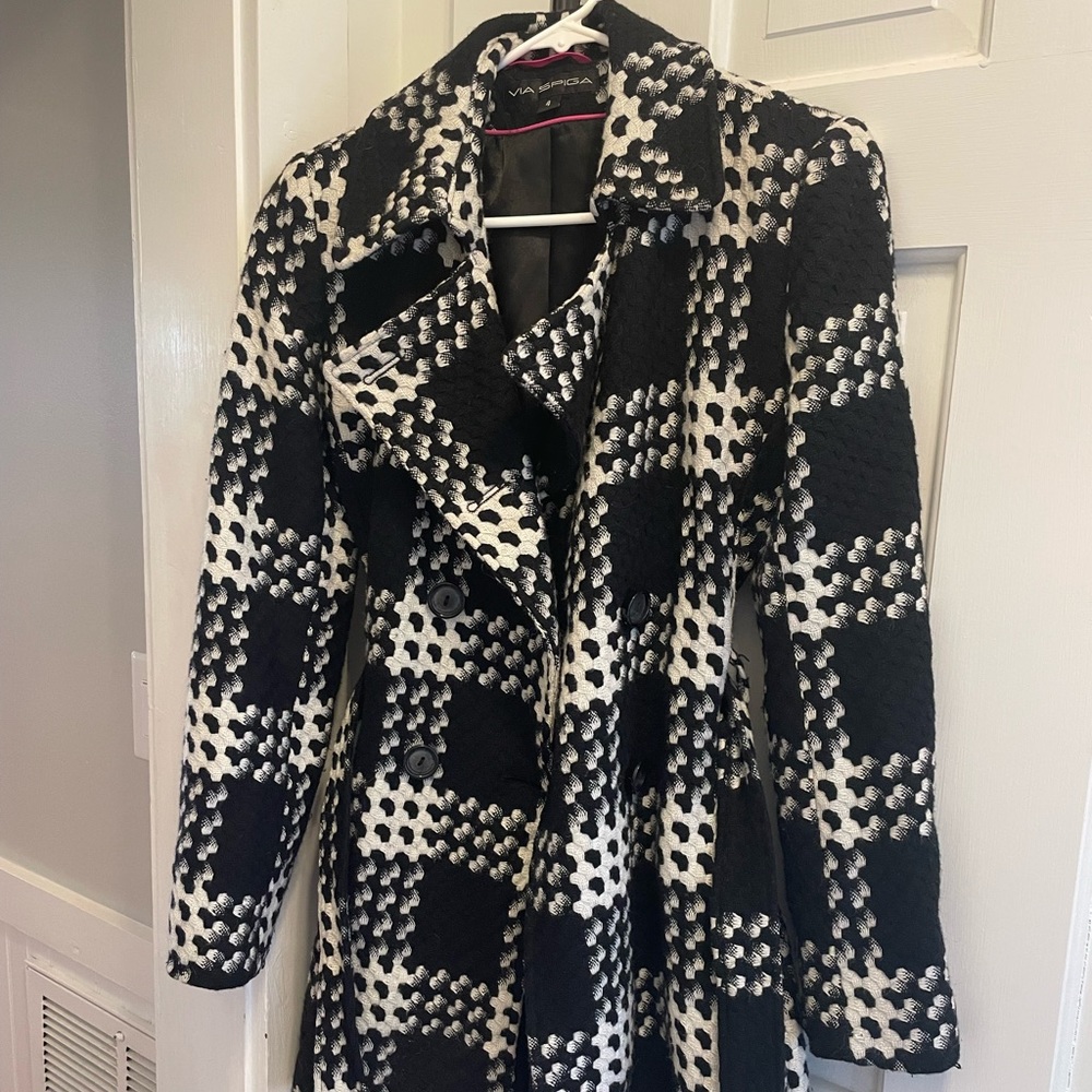 Via Spiga black and white coat